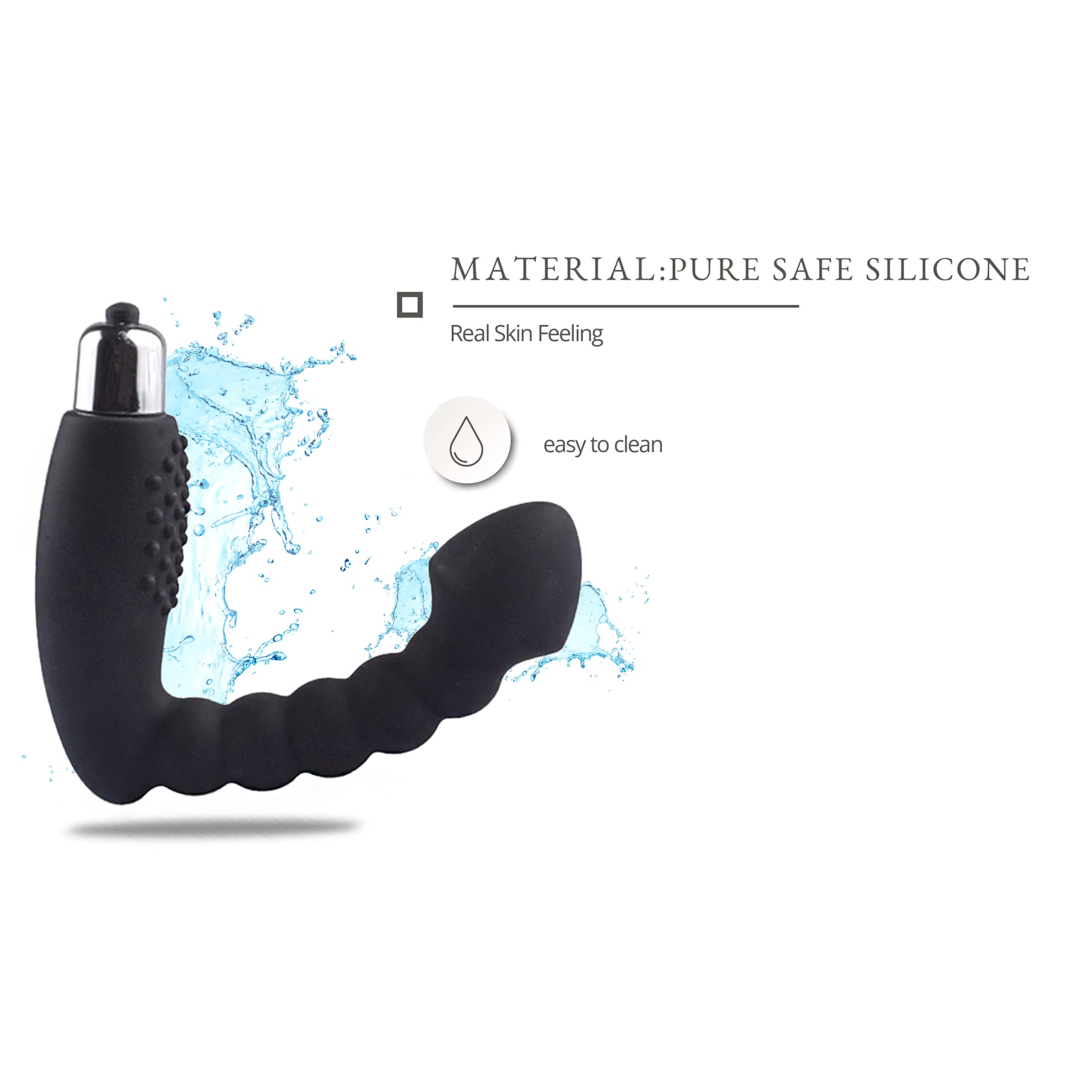 Vibratore prostatico FOPS nero in silicone – Vibratore anale con forte stimolazione prostatica per uomini profondità di inserimento 10 cm | Plug anale prostatico A11-9