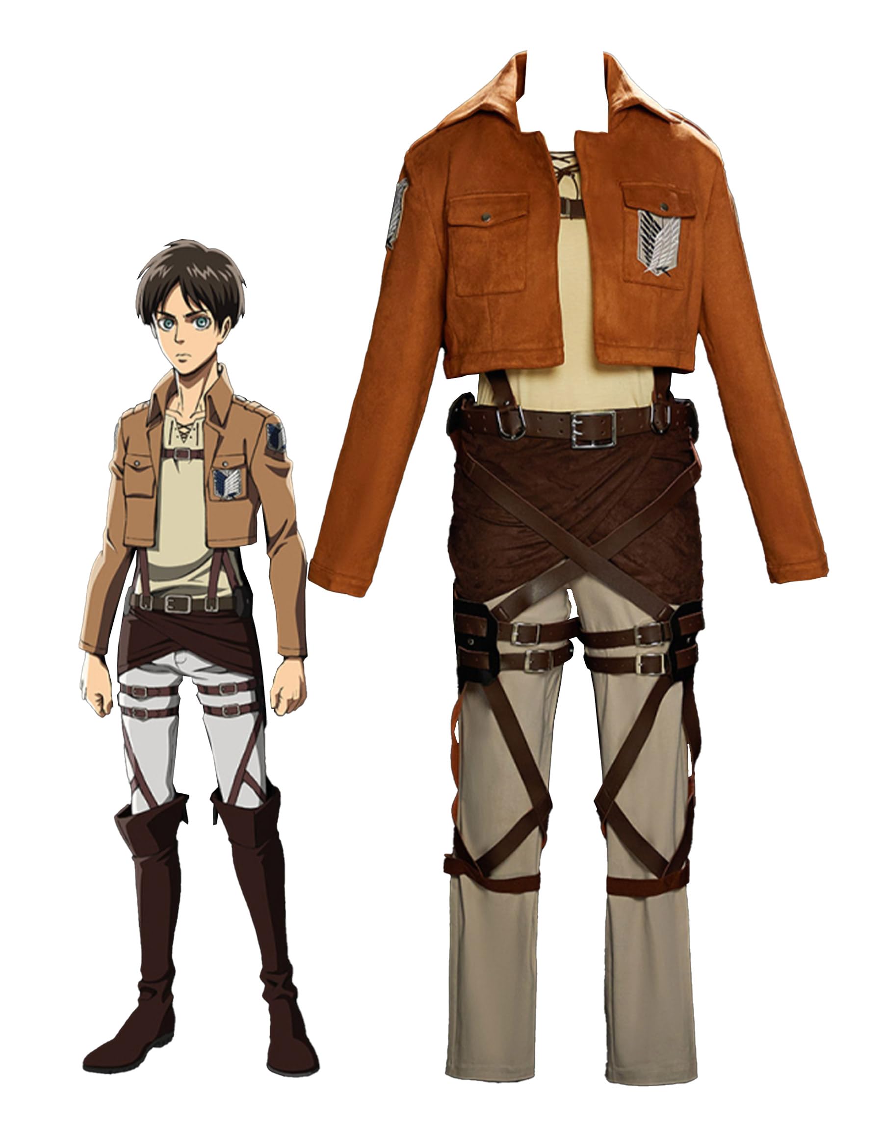 Micotaku Attack On Titan Officially Licensed Men's Eren Jaeger Cosplay Costume Full Set Survey Corps