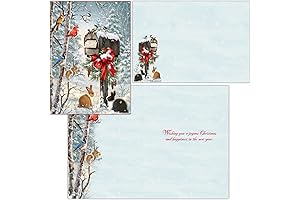 Christmas Tidings 16 Boxed Christmas Cards: Adorned with Cheerful Wildlife and Gleaming Embellishments