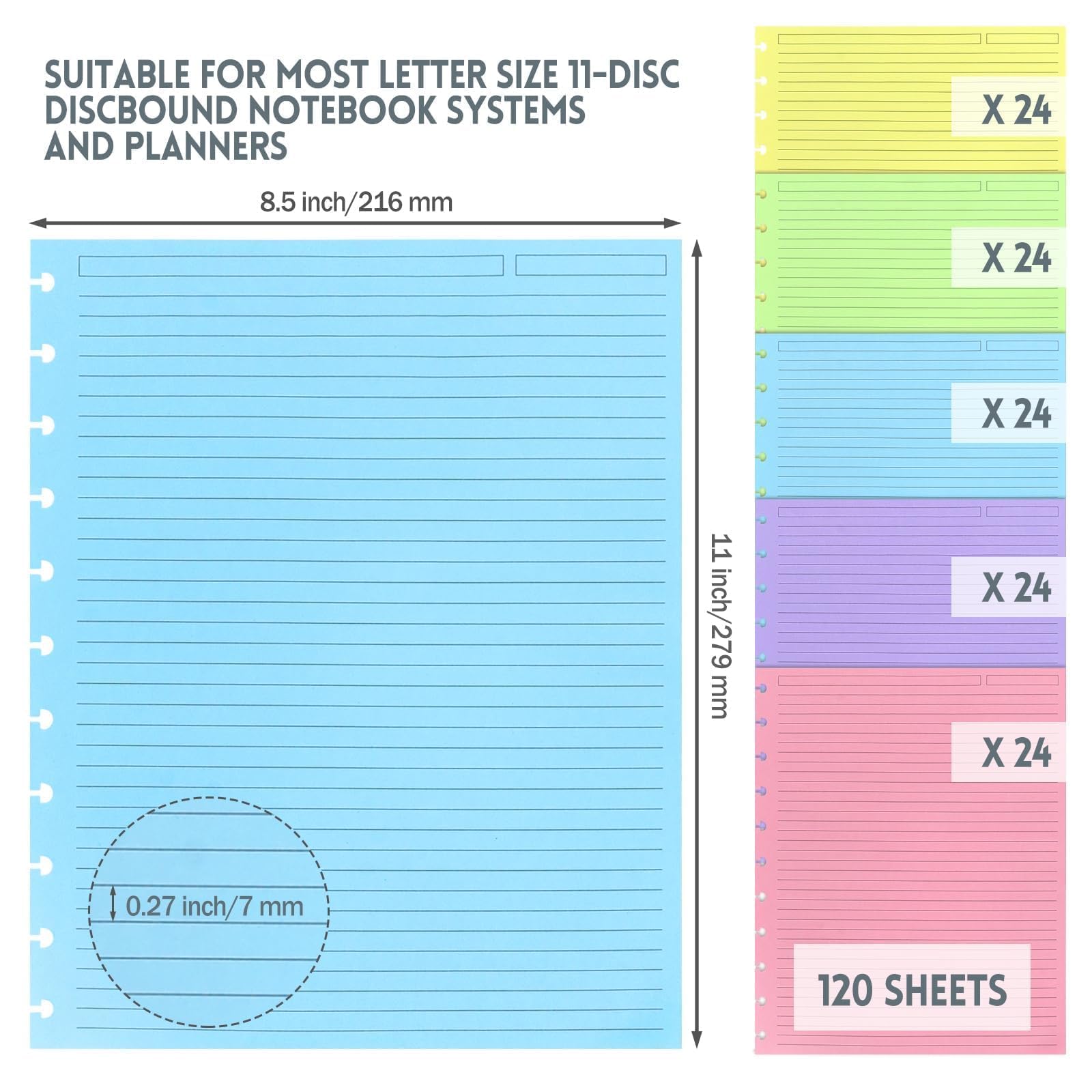 VOKOY 120-Sheet Discbound Refill Paper – A4 Loose Leaf, 120gsm, Lined Pages For Planners & Notebooks - View #6