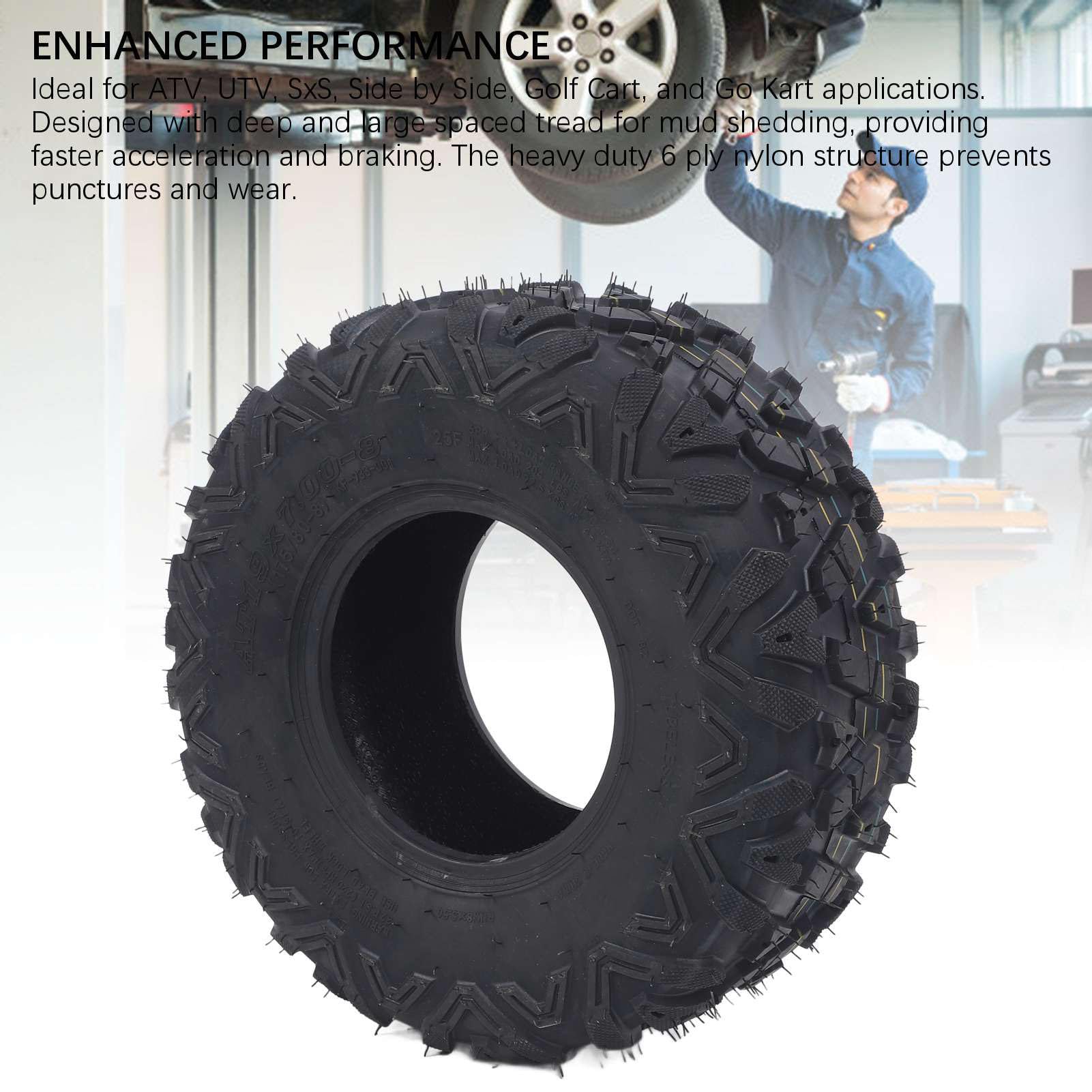 Opony ATV 19x7-8, 6-warstwowa Gumowa Opona Sportowa ATV 19x7x8 Opony Mini Bike Opony UTV Off Road Opony Bezdętkowe Wszystkie Terenowe Opony Błoto Trial Piasek Opony UTV Quad Tire