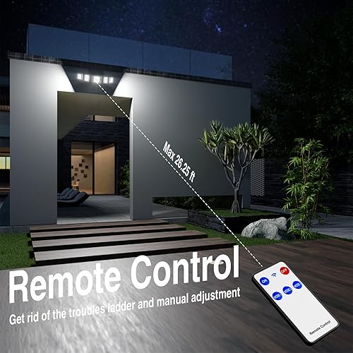 Miniatura 6 de Onforu Paquete de 2 luces solares para exteriores, 280 luces solares LED para exteriores, luces de inundación solares IP65 impermeables 3000LM 6W,