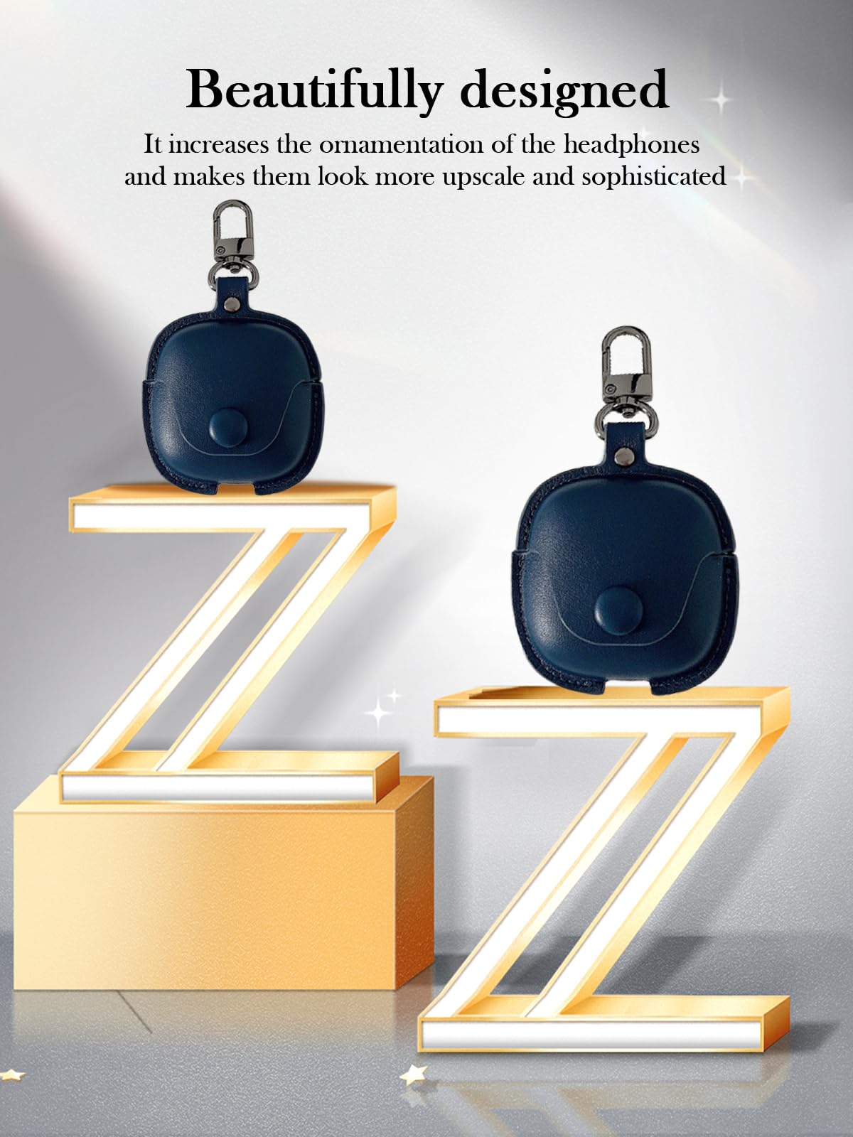 Custodia per auricolari SHOKZ OpenDots ONE, elegante e retro morbida, custodia protettiva BOVUGAC in pelle PU di alta qualità con kit di pulizia e cordino per accessori SHOKZ OpenDots ONE, blu