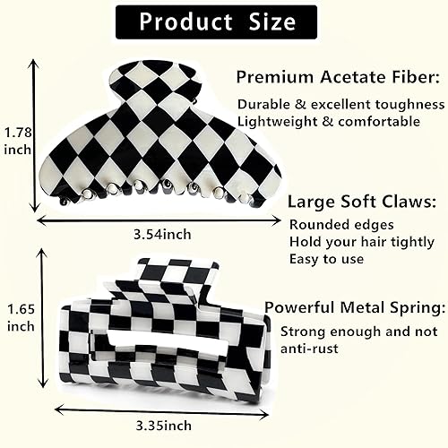 Miniatura 3 de Fsmiling Pinzas grandes para cabello largo pinzas grandes con estampado de leopardo de celuloide para cabello grueso garras de pelo de tortuga de 38