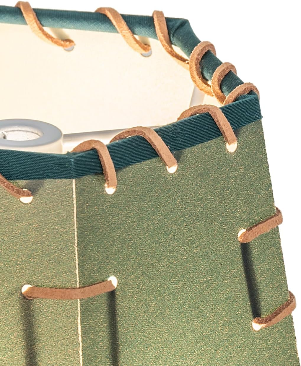 7" Wide Faux Leather & Rawhide Hexagon Shade