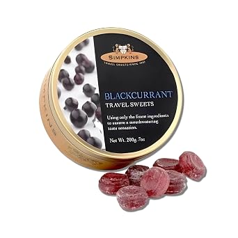 Simpkins Blackcurrant Drops - Classic English Candy in Travel Tins - All Natural Hard Candy & Old Fashioned Blackcurrant Hard Candies - Blackcurrant Travel Candy in Travel Sweets Tin 7.0 oz