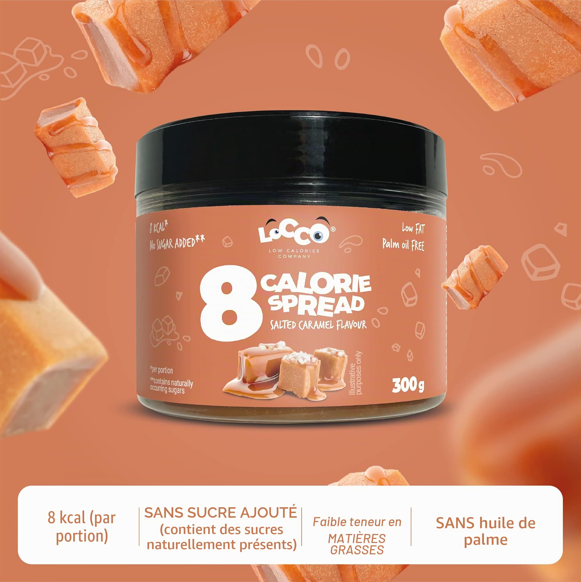 LOCCO Pâte à Tartiner Caramel Salé 8 Calories - 300g