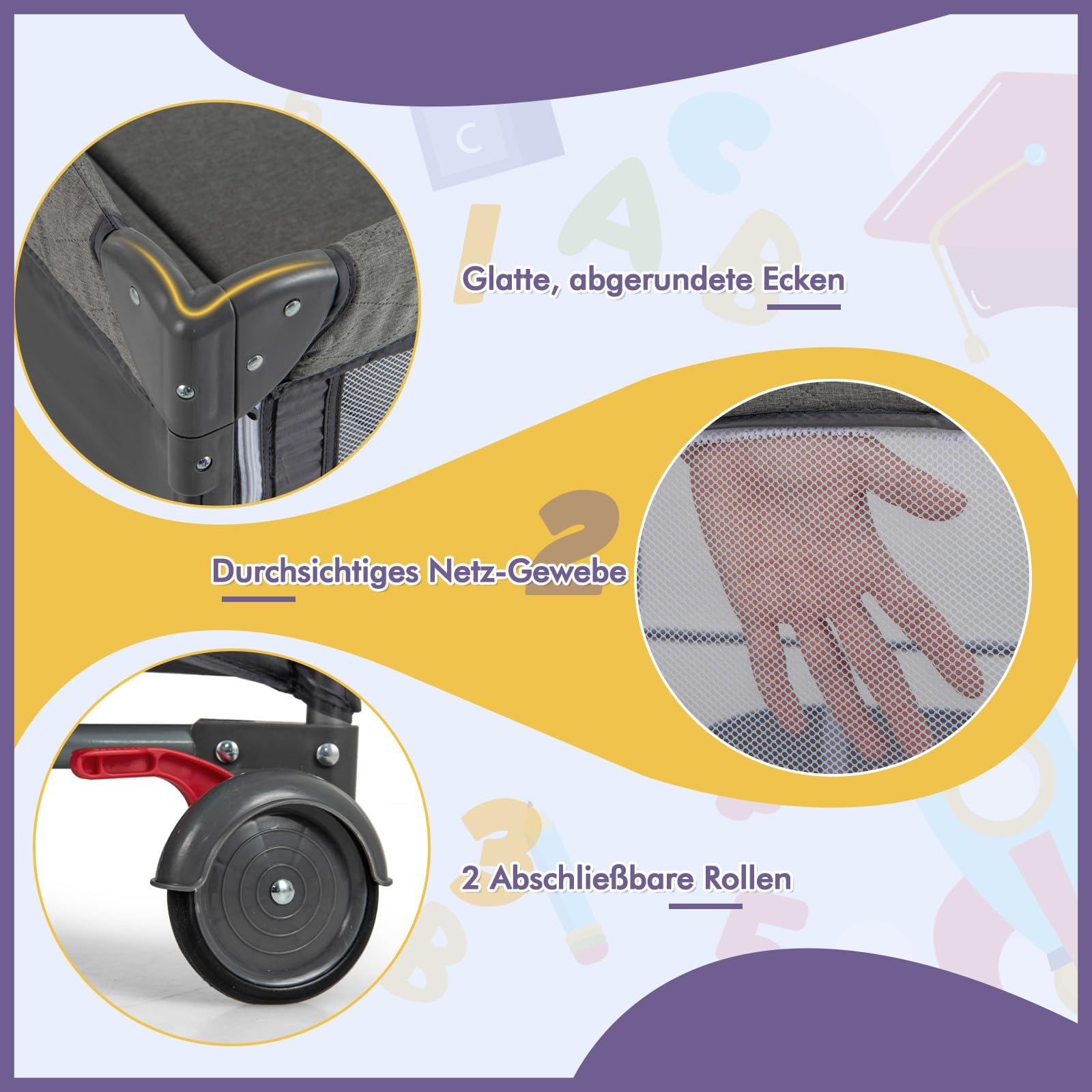 COSTWAY 5 in 1 Babybett, Reisebett Baby mit Matratze, Beistellbett höhenverstellbar mit Wickeltisch, Sicherheitsgurt, Spieluhr & Hängespielzeug, Stubenwagen Babywiege mit Rollen für Kleinkinder, Blau