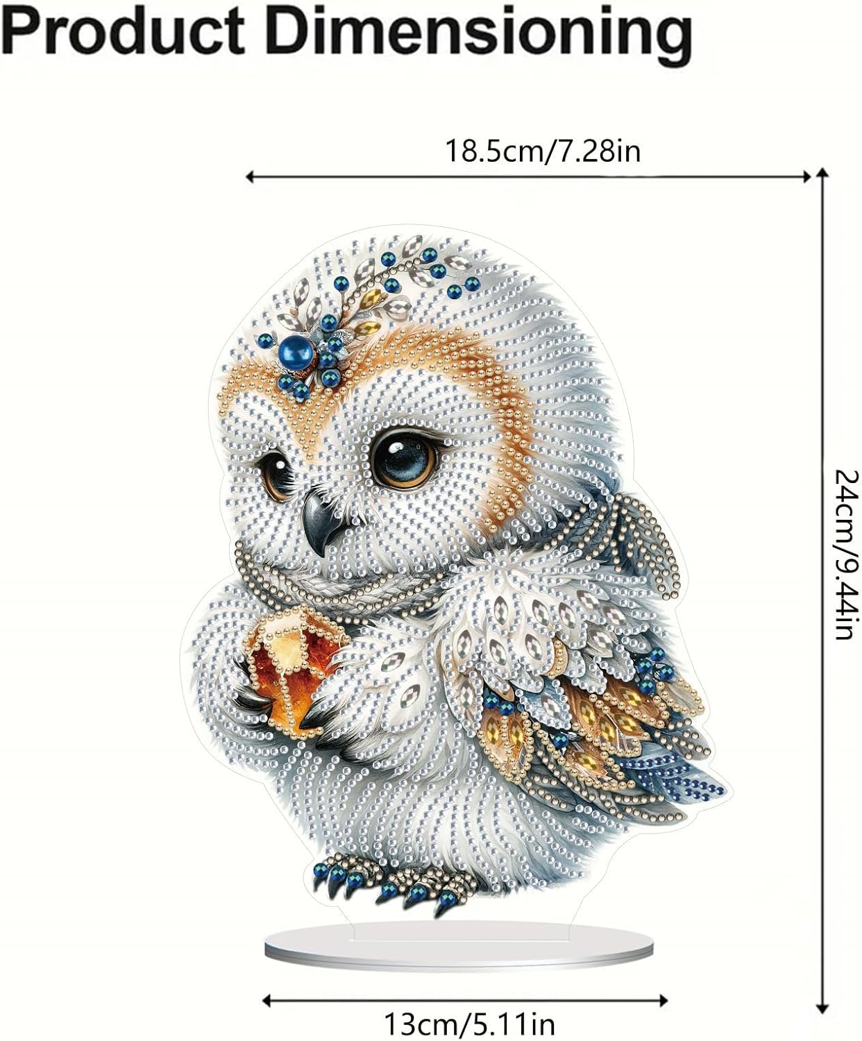 ARTopet 4Pcs DIY Diamond Desktop Ornament Special Shaped Crystal Diamond Art Painting Tabletop Ornaments Single Sided for Home Office Decor Crafts Gift-Owl