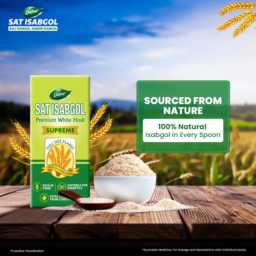 Dabur Sat Isabgol (Psyllium Husk) - 90g | Rich in Fiber | Provides Effective Relief from Constipation & Bloating | Promotes Bowel Health | Non-Habit Forming | 100% Ayurvedic — Amazon image 6