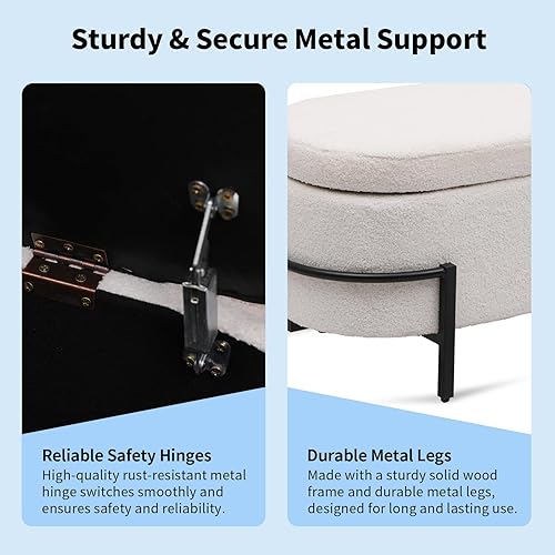 Miniatura 83 de Banco otomano de almacenamiento con brazos, banco de lino para dormitorio, banco de almacenamiento con botones para entrada, sala de estar, pasillo,