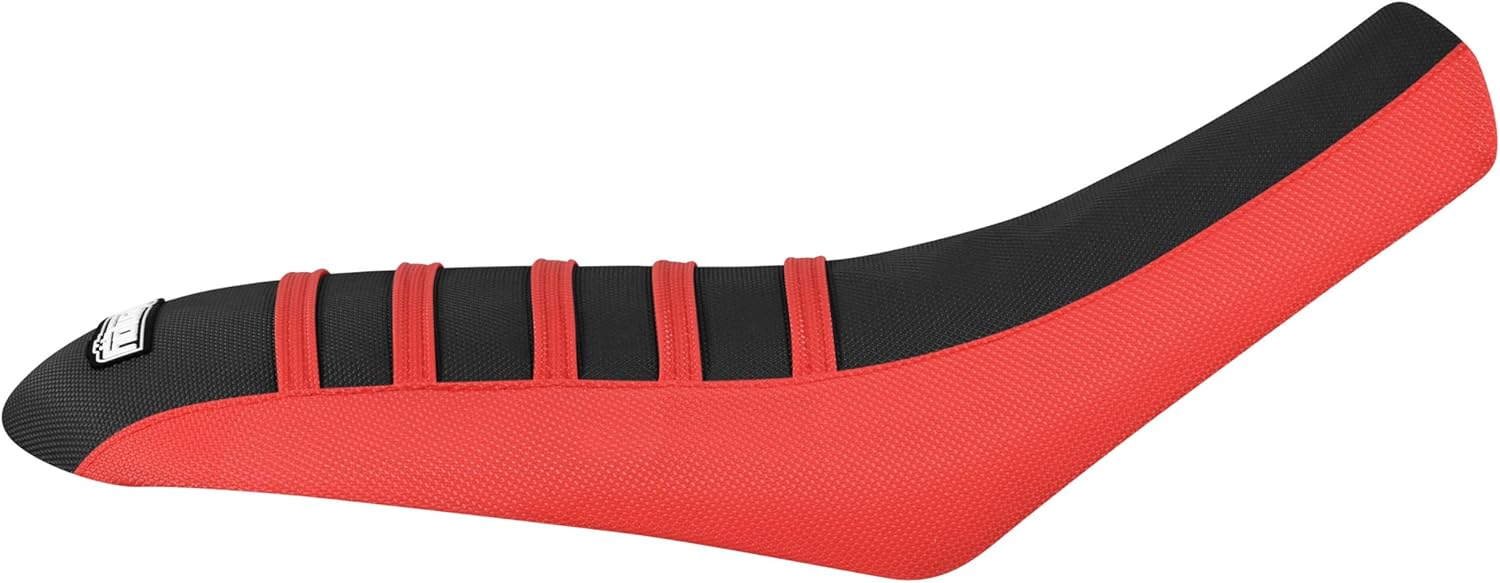 Enjoy Mfg Seat Cover - Compatible with Can Am 2008-2021 DS70 DS90 - #259 (Red Sides/Black top/Red Ribs)