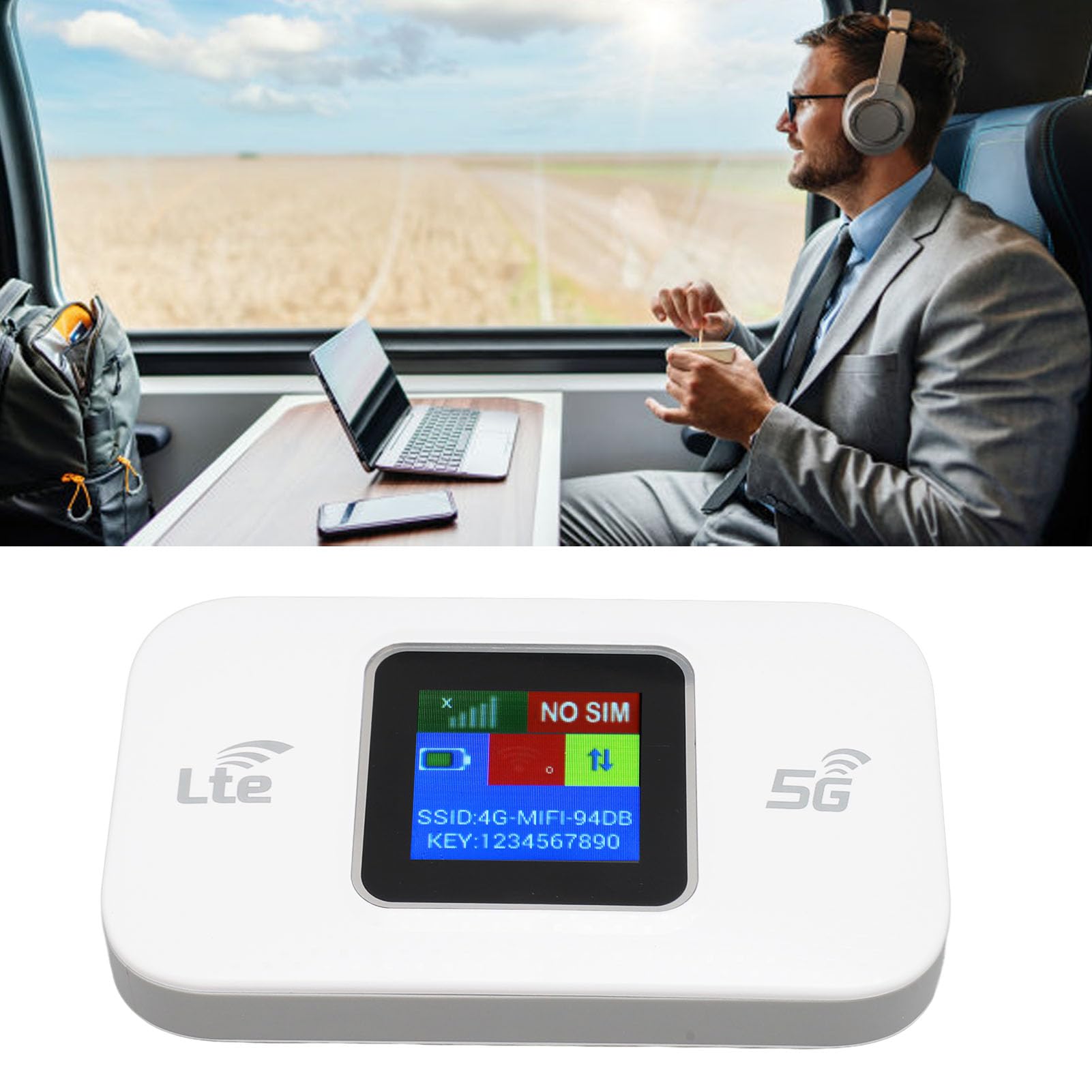 Modem WiFi 4G LTE 300 Mbps con Schermo a Colori per Hotspot Portatile, Connessione Veloce per 10 Dispositivi per Smart Working, Viaggi di Gruppo, Uso Esterno