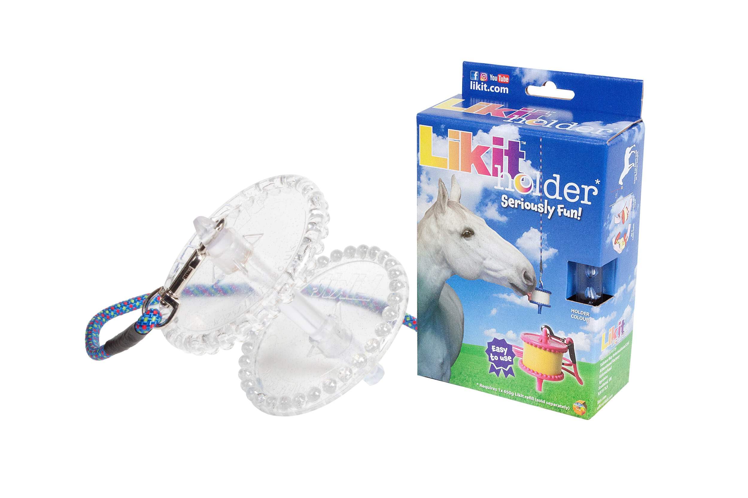Likit Holder - Equine Boredom Relief: Clear Colour: Clear Glitter