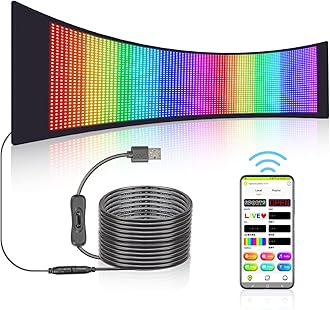 Leadleds 26.2"x8.5" Scrolling LED Sign, Flexible USB 5V Full Color Programmable LED Display Message Board for Car, Shop, Bar, Wedding, Bluetooth App Control DIY Text Graffiti Animation
