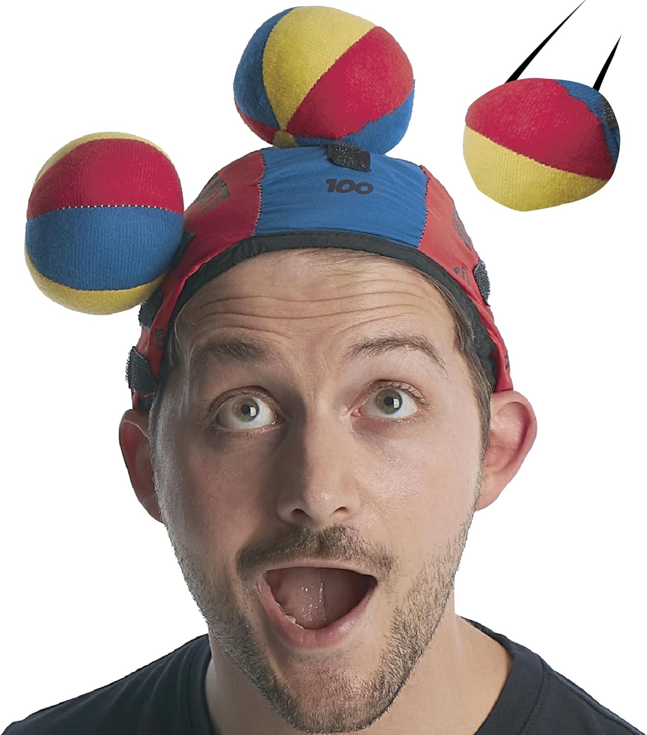 Silly Pin Head Butt Game,Catch the Moveing Target Juggling Ball with You Head,Bachelorette Parties, Summer Parties, BBQs, Birthdays & Game Nights,2 Hats 3 Balls(Red)