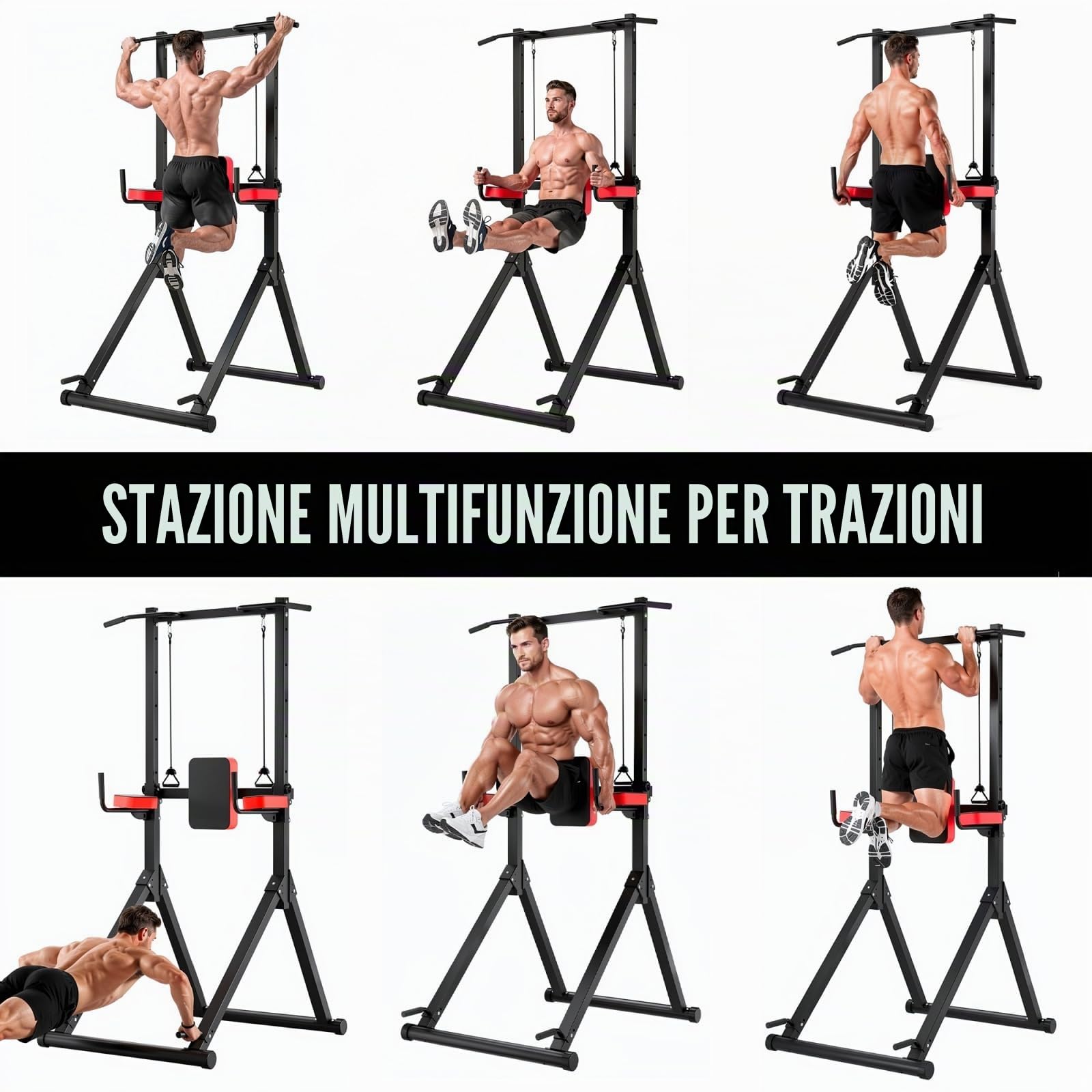 All-in-One Power Tower Dip Station Pull Up Bar Freestanding Multi Function Power Station Home Strength Training Tool Height Adjustable Full Body