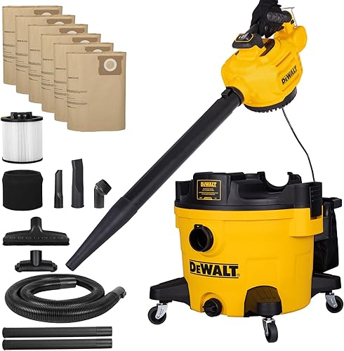 Miniatura 10 de DEWALT Aspiradora de taller húmeda y seca con soplador de hojas desmontable, aspiradora de taller húmeda y seca de 12 galones con bolsa