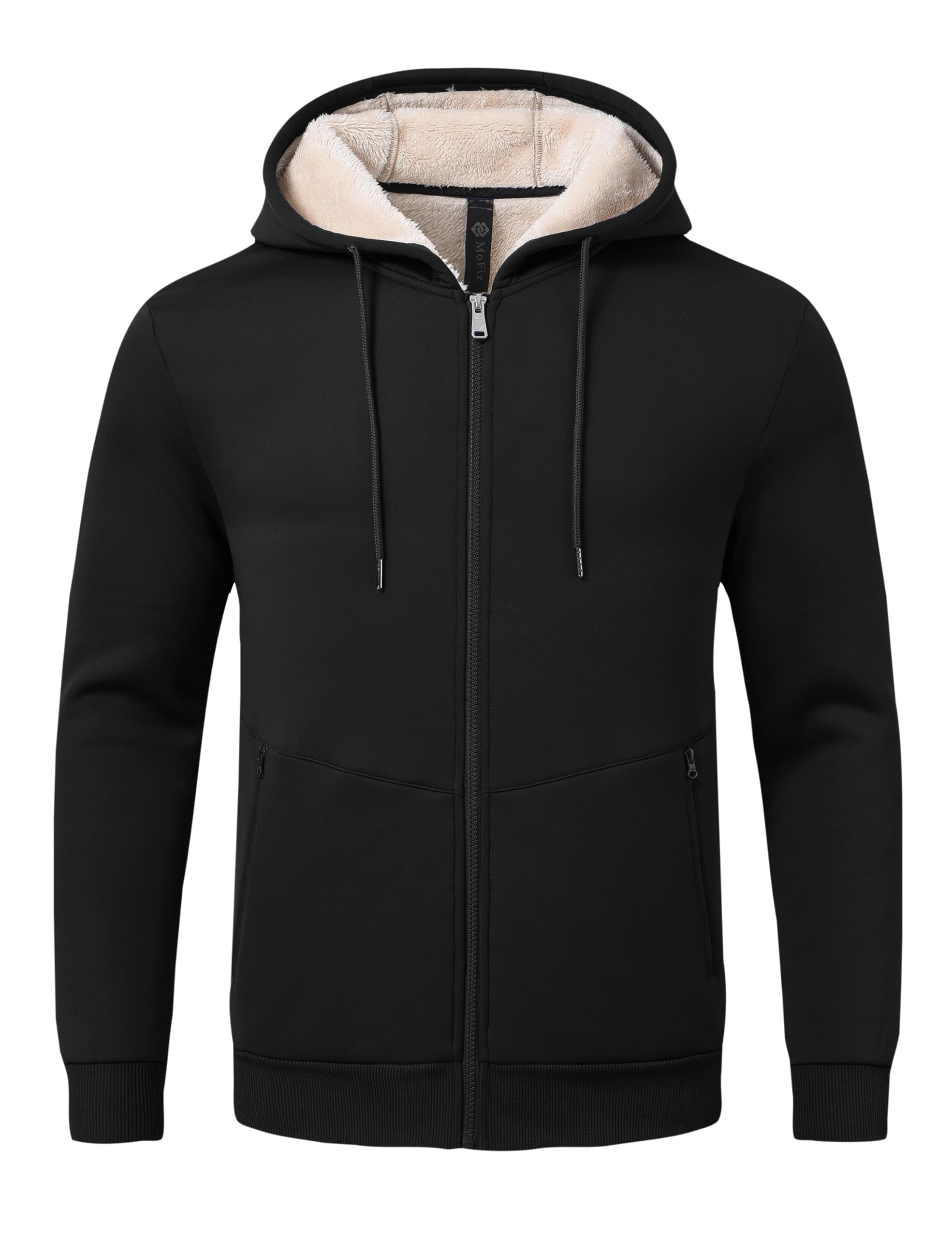 MoFiz Men's Fleece Jackets Coats Full Zip Hoodie lined Warm Sweatshirt | well-made soft comfortable thick Fleece warm jacket for fall winter Full Zip Hooded Sweatshirt Pockets