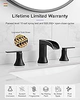 Vista 5 de Waterfall Bathroom Sink Faucet, Brass Black Bathroom Faucet, 4-8 Inch 2 Handles Widespread Bathroom Faucets for Sink 3 Hole Vanity Lavatory Matte