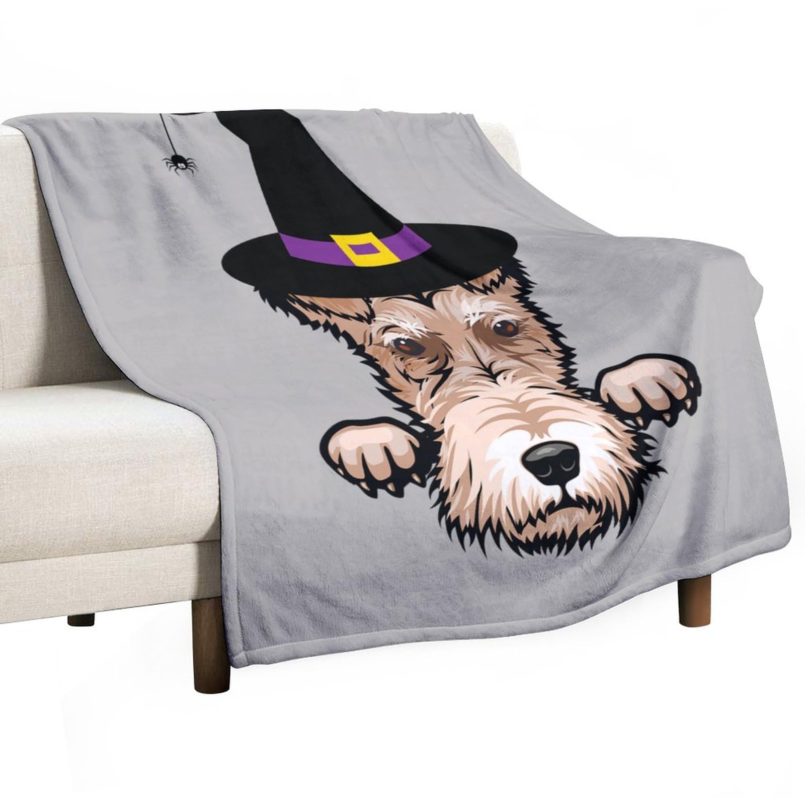 Couverture Halloween petits chiens chats renard terrier plaid lit canapé
