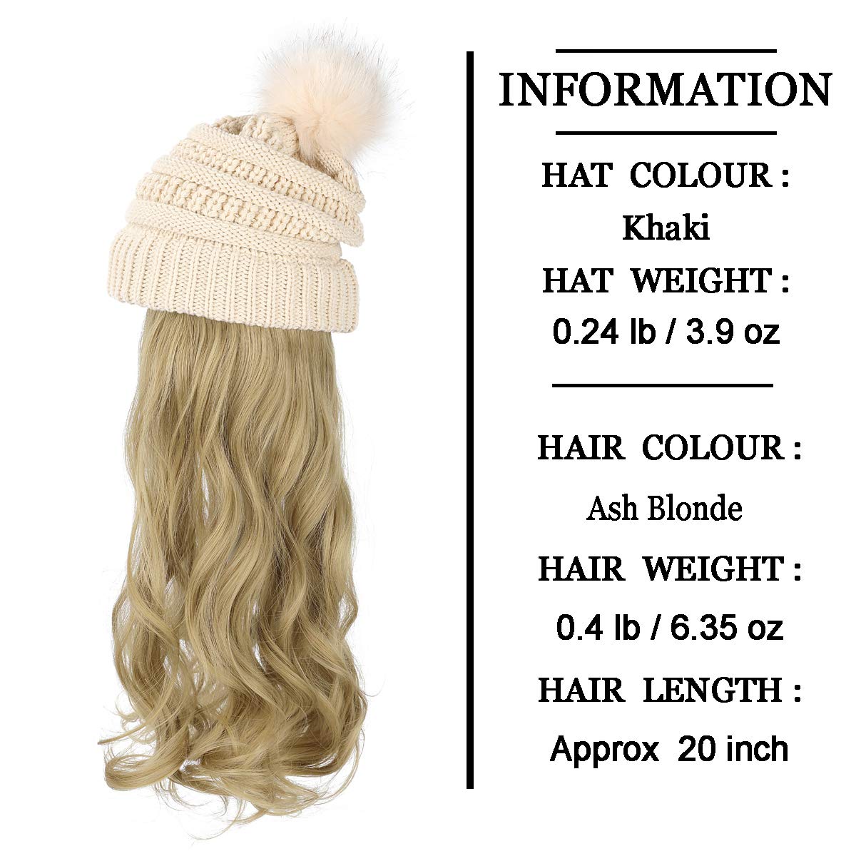 Amazon.com: AynnQueen Beanie with Hair Attached for Women  display picture 2