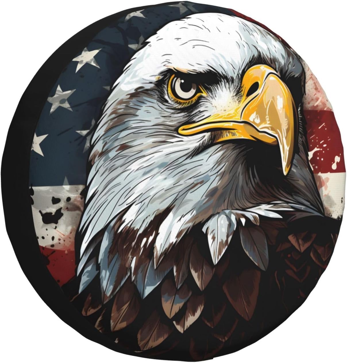 USA American Flag Eagle Spare Tire Cover Waterproof Dust-Proof Uv Sun Wheel Protectors Tire Cover Fit for Jeep，SUV, Rv, Travel Trailer, Truck14 Inch