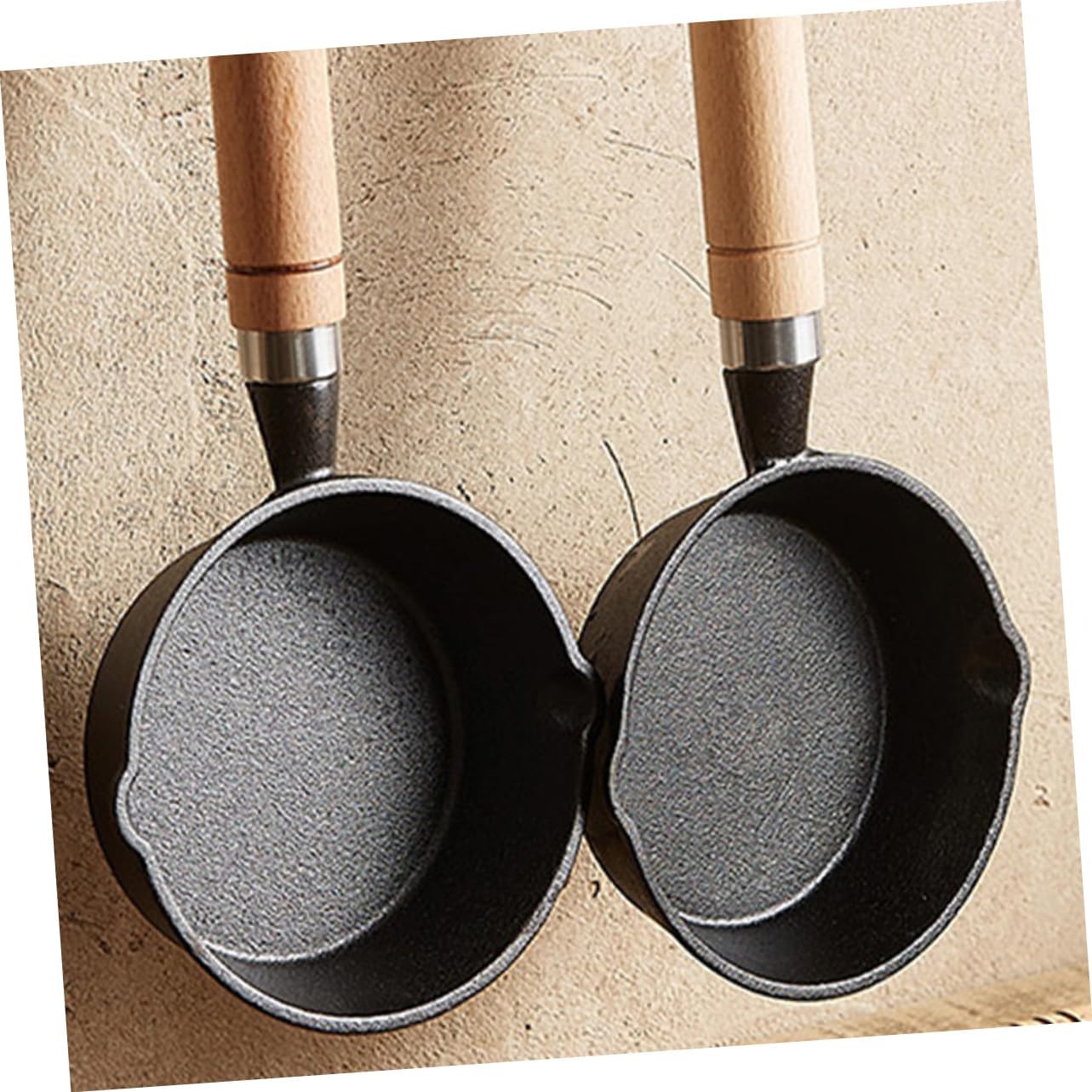 MAGICLULU Mini Cast Iron Sauce Bowl Set of 2 Versatile Small Iron Pot for BBQ Cooking Oil Sprayer and Sauces Sturdy Kitchen Accessory for Home Chefs