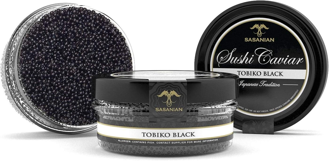 GUARANTEED OVERNIGHT! Tobiko Flying Fish Roe BLACK Sushi Caviar 1.1 lbs/ 17.5 oz/ 500 gr
