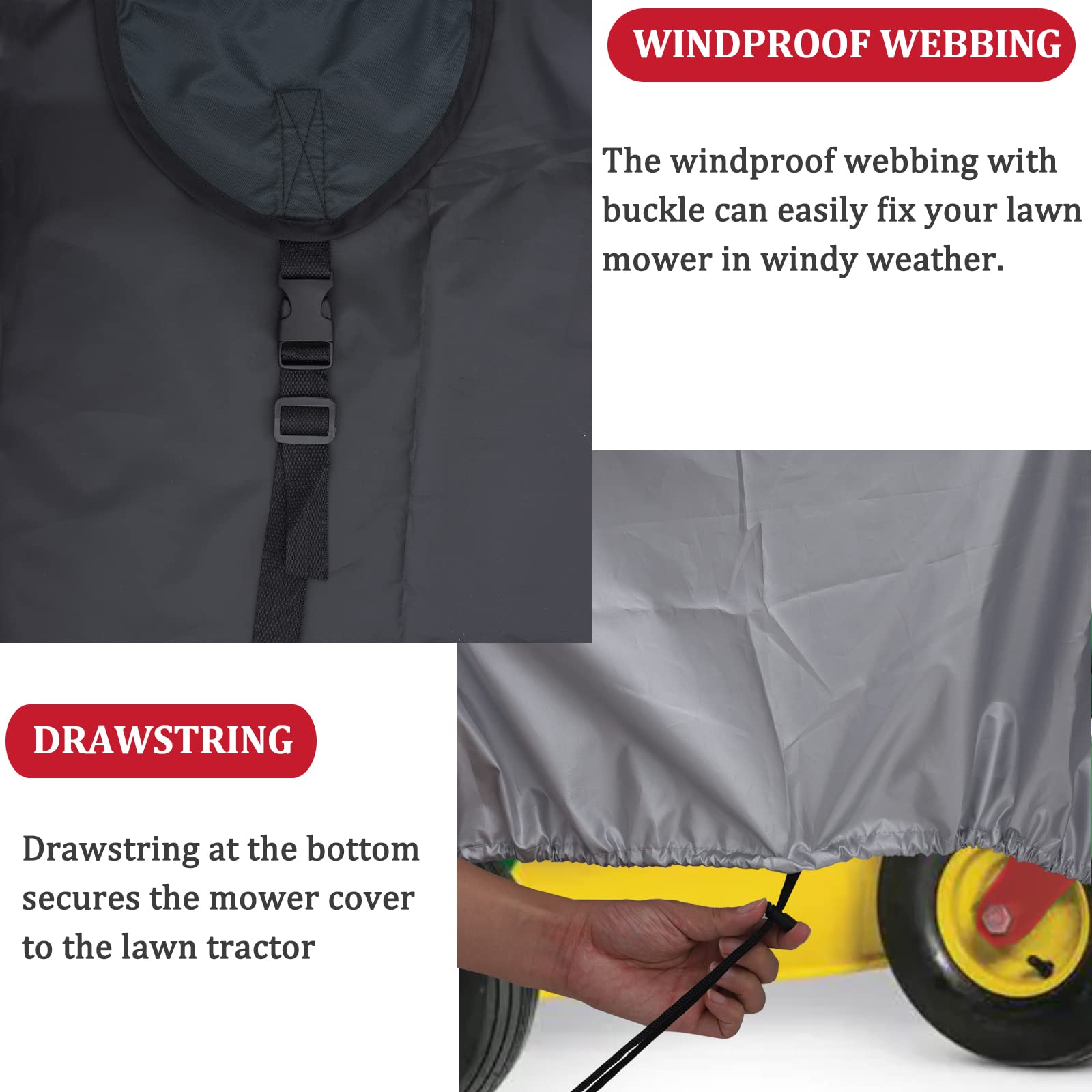 Coverify Riding Lawn Mower Cover Waterproof Oxford Fabric- Lawn Tractor Cover Fits Decks up to 54", Universal Fit 72" L x 54" W x 46" H