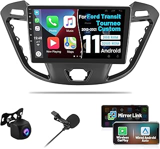 for 2012-2021 Ford Transit Tourneo Custom Radio, 2+32G Android 11 CarPlay Car Stereo with Android Auto 9'' Touch Screen Bluetooth Car Radio Support Mirror Link GPS WiFi SWC Backup Camera RDS DSP