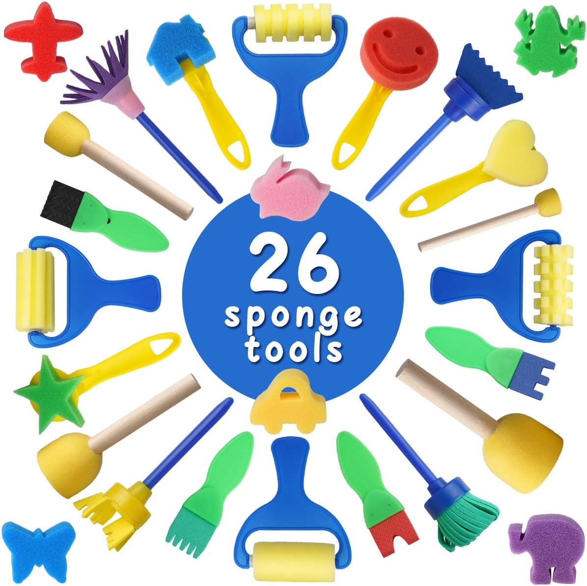Toddlerz Painting Set Washable Paint Smock Brushes for Kidz Non Toxic Tempera Finger Paints, Brushes, Paint Paper, Sponge, Palette, Smock Supplies for Toddlerz Early Learning Drawing Gifts
