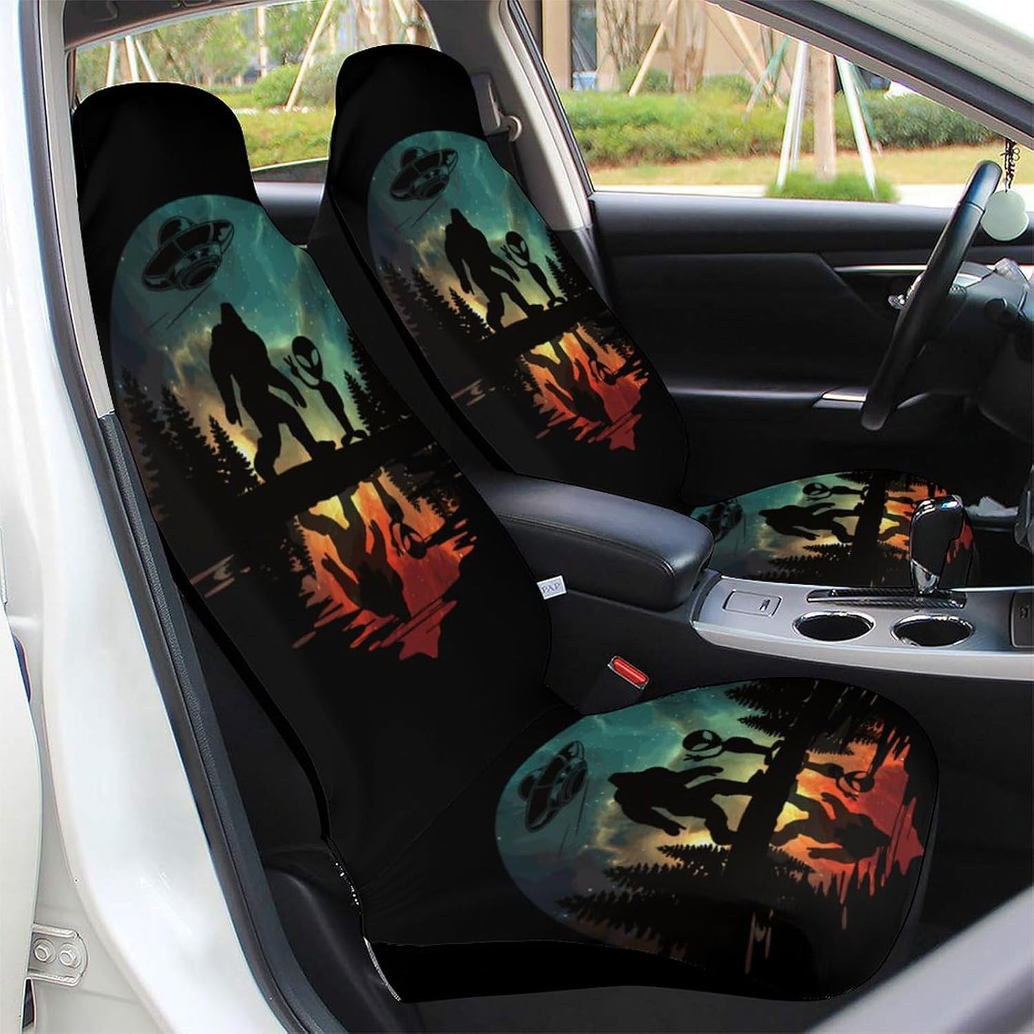 generic Sasquatch Bigfoot Trees Forest 6 Car Seat Cover,Universal Protective Car Seat Cover,Washable Breathable Bucket Automotive Seat Covers for Car Truck Sedan SUV Accessories, 2PCS