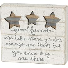 Primitives by Kathy Good Friends Are Like Stars Hand-Lettered Home D&eacute;cor Sign, 8" x 7"