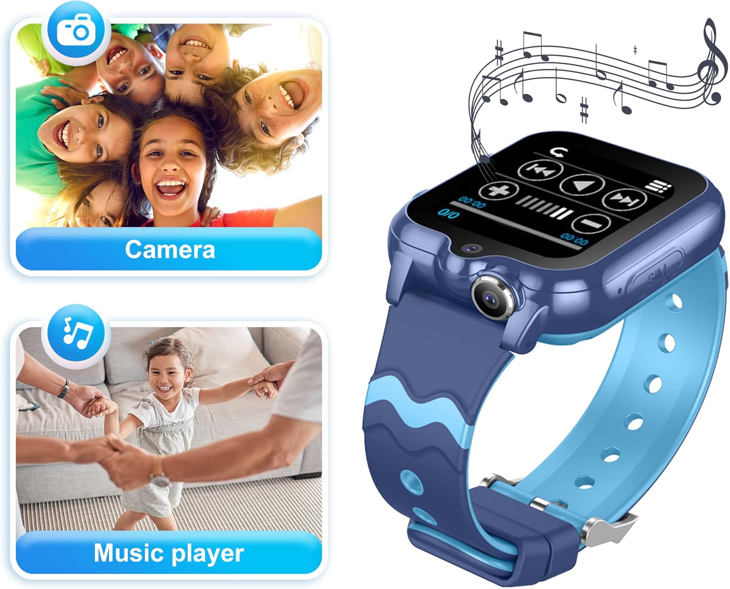 Smartwatch GPS 4G Orologio Intelligente con WiFi Videochiamata SOS fotocamera Messaggio Sveglia Modalità Classe Lettore Musicale Notifica Vibrazione Orologio Telefono (blu)