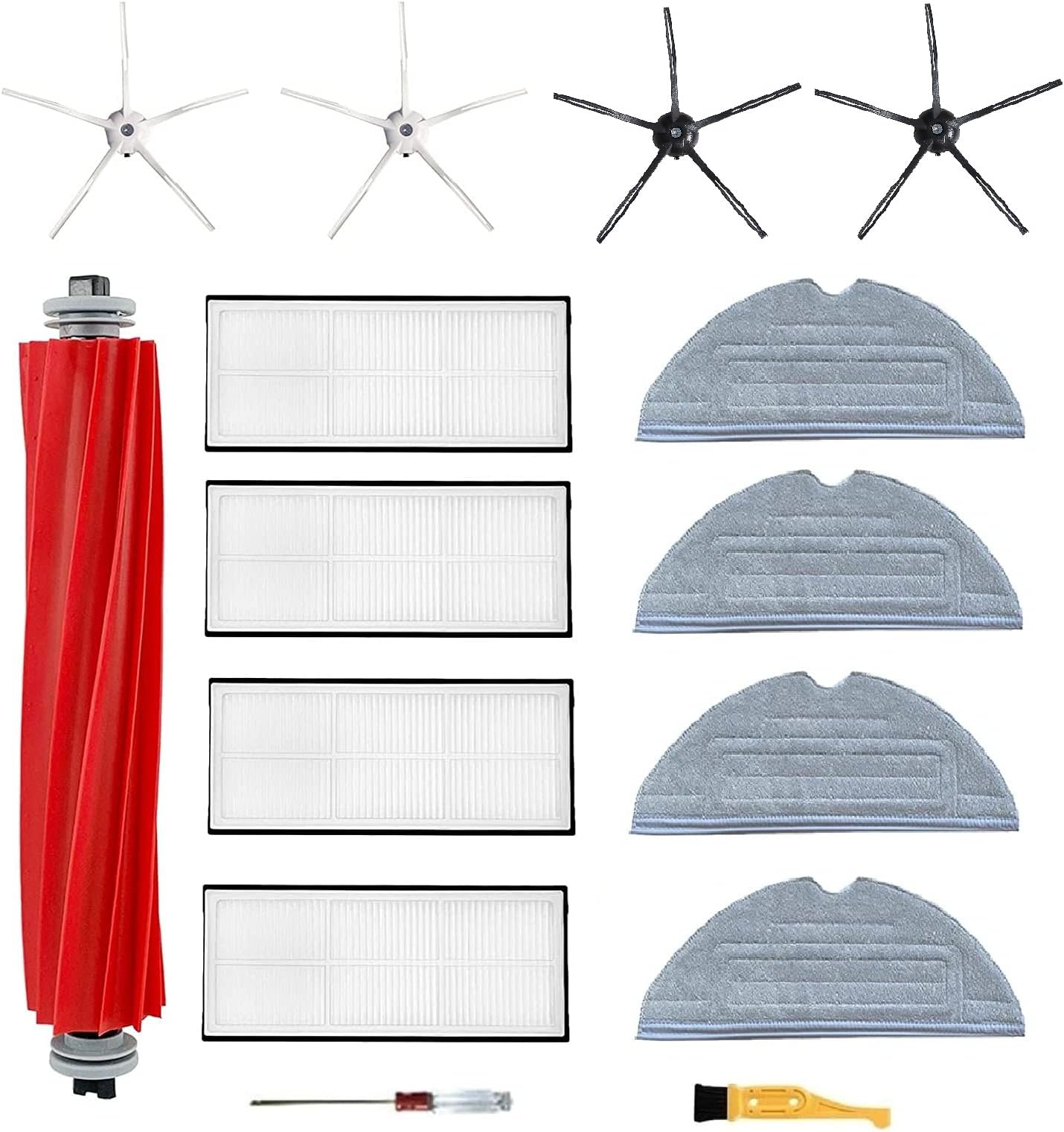 Accessories Kit for Roborock S7 S7+ T7S T7 Plus T7S Plus Robot Vacuum Replacement Parts,1 Roller Brush, 4 Hepa Filter, 6 Side Brush, 4 Mop Cloth