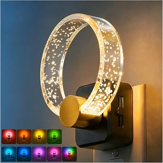 DORESshop Night Lights Plug into Wall, [2 Pack] LED Night Light Color Changing RGB with Dusk-to-Dawn Sensor, Adjustable Brightness, Dimmable Nightlights for Hallway, Bedroom, Kids Room, Room Decor