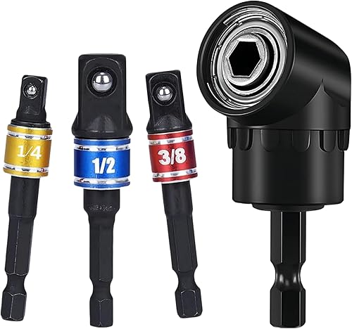 Juego de adaptador de enchufe universal de grado de impacto, broca de taladro + taladro de ángulo recto, 3 piezas de adaptador de enchufe universal