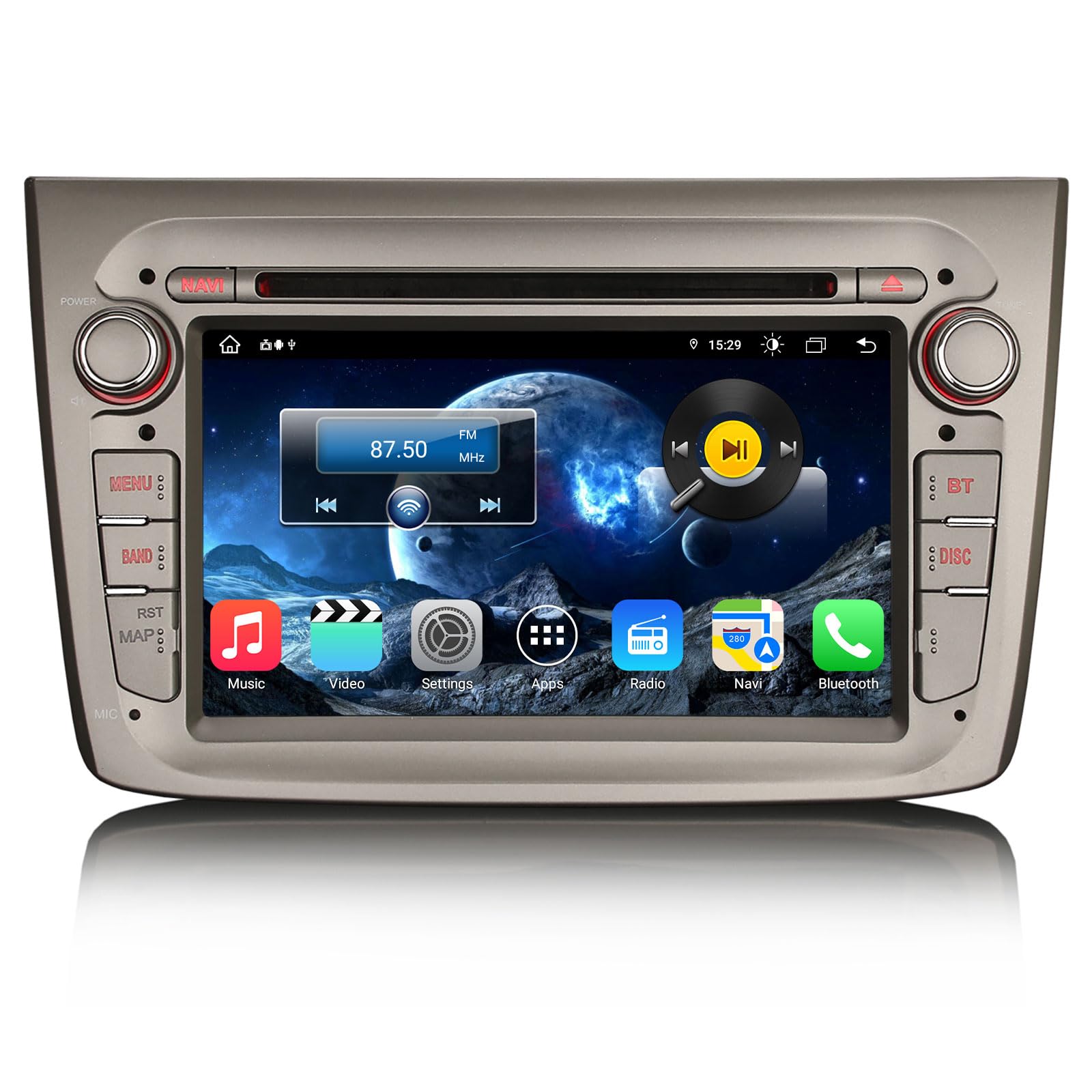 Erisin 7 pollici 8 Core 4GB+64GB Android 14 Autoradio Bluetooth GPS Navigatore per Alfa Romeo Mito Supporta CarPlay senza fili Android Auto WiFi 4G DAB+ RDS FM DSP USB Canbus Lettore CD Mirror Link
