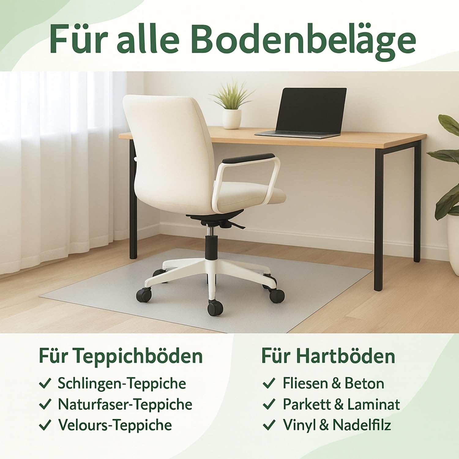 Bodenschutzmatte Transparent PVC Stärke 2 mm Breite 1 m Individuelle Länge Zuschneidbar Bürostuhl rutschfest Schreibtischunterlage 2,00 m x 1,00 m Transparent