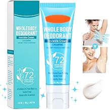 Whole Body Deodorant for Women & Men - 72 Hour Odor Control, Invisible Cream, Aluminum Free, All Day Protection, 3.0 Oz Unscented