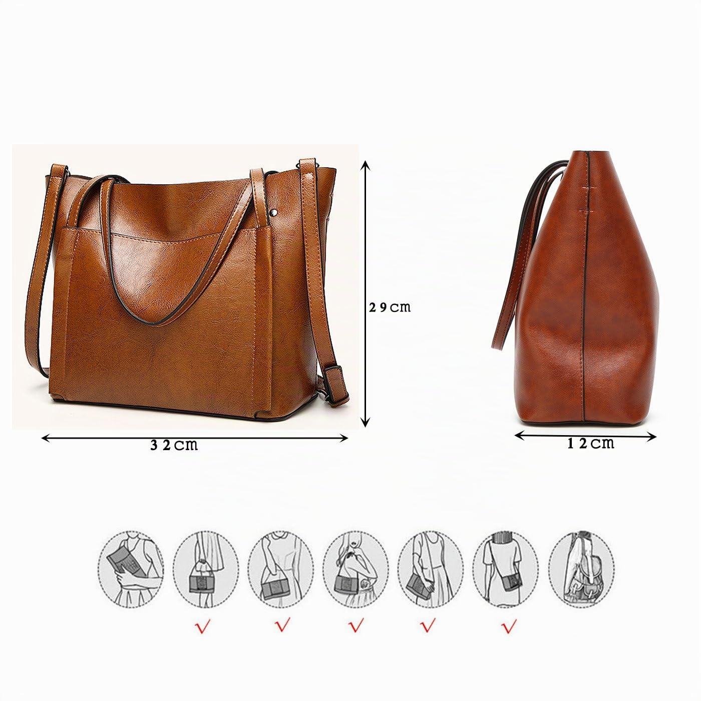 Bolso Tote Cubo para Mujer en Cuero de la PU