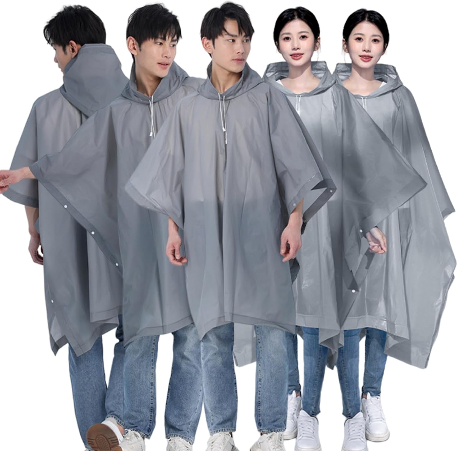 Rain Ponchos for Adults (2 Pack), Reusable EVA Rain Poncho Portable Rain Coats for Men and Women Waterproof with Hood