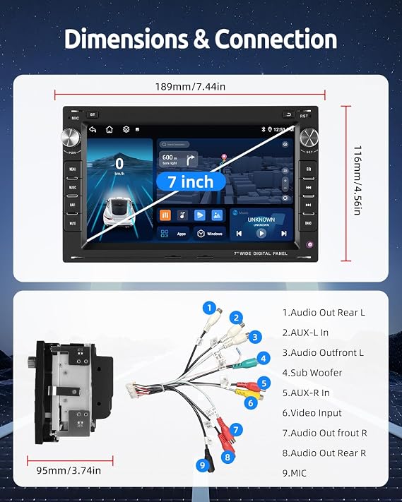 ESSGOO Android 15 2+64G Car Radio Wireless Carplay Android Auto for VW | Polo MK3/4 9N Golf 4 Passat B5 T5 Seat Skoda, 7 Inch Touchscreen with Bluetooth FM RDS GPS WiFi