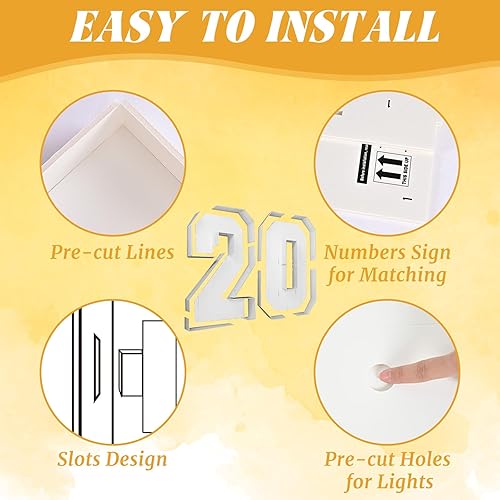 Miniatura 3 de Marco de números luminosos de marquesina de 4 pies con números 20 para fiesta de cumpleaños de 20 años, cartón grande con bombillas precortadas, kit
