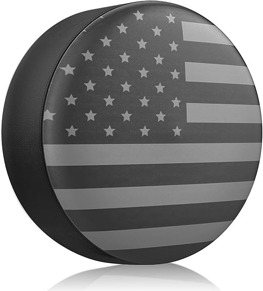 Spare Tire Cover for RV Trailer, Waterproof Leather Wheel Cover with American USA Flag, Camper Spare Tire Cover Fit for Jeep Wrangler Rv SUV Truck Travel Trailer 14"
