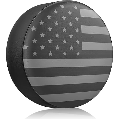 Spare Tire Cover for RV Trailer, Waterproof Leather Wheel Cover with American USA Flag, Camper Spare Tire Cover Fit for Jeep Wrangler Rv SUV Truck Travel Trailer 14"