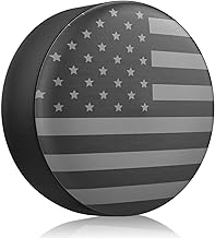 Spare Tire Cover for RV Trailer, Waterproof Leather Wheel Cover with American USA Flag, Camper Spare Tire Cover Fit for Jeep Wrangler Rv SUV Truck Travel Trailer 15