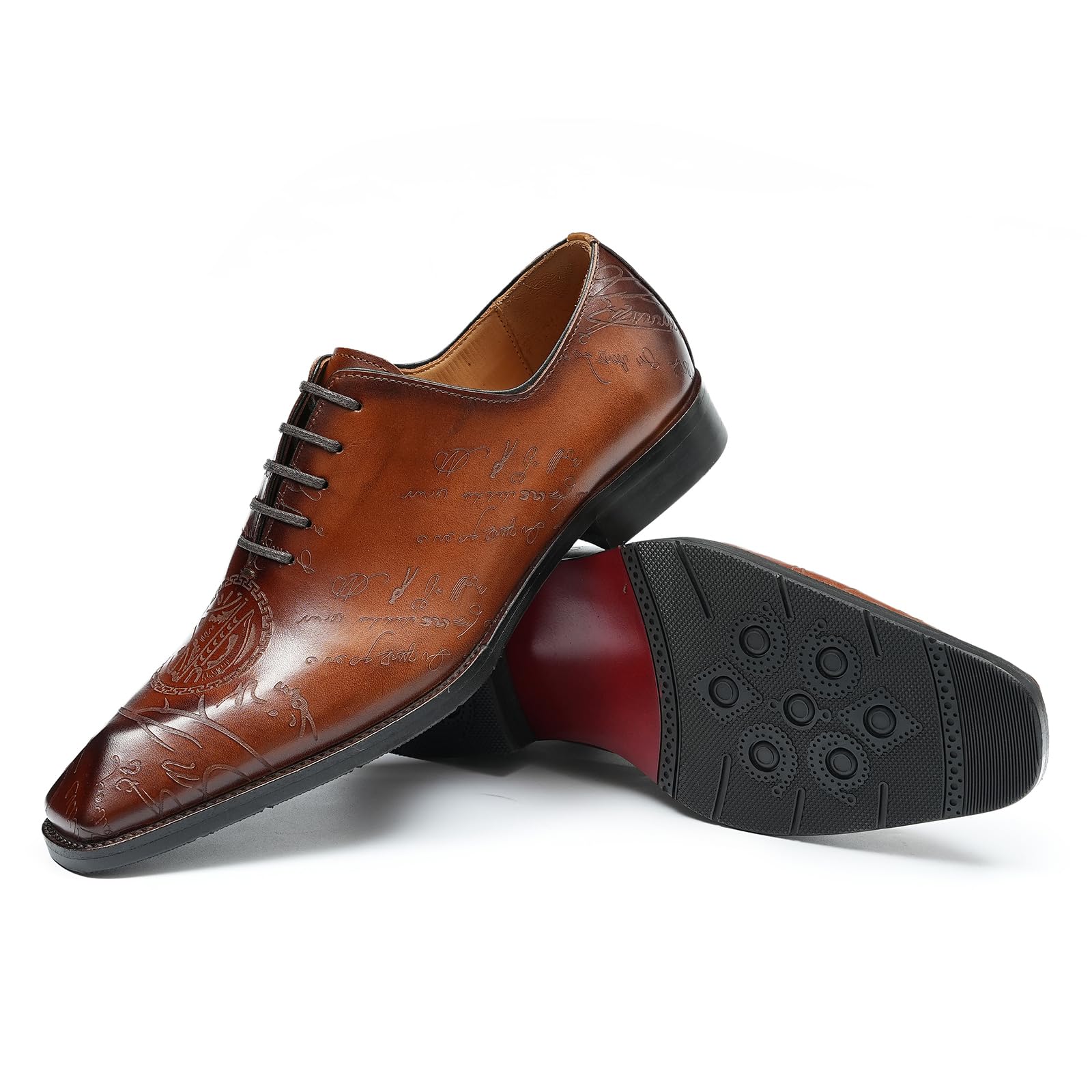 Oxfords da Uomo in Pelle con Punta Quadrata Brogues Formali Affari Scarpe Eleganti Stringate Basse Vintage