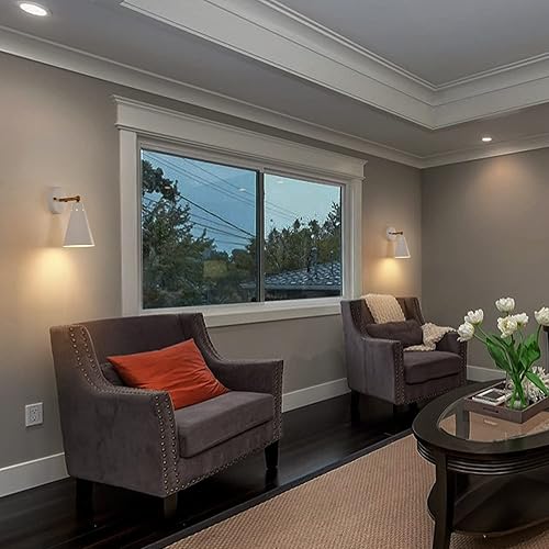 Miniatura 3 de Juego de dos apliques de pared blancos, modernos apliques cableados con pantalla de metal, lámpara oscilante de brazo para decoración de interiores